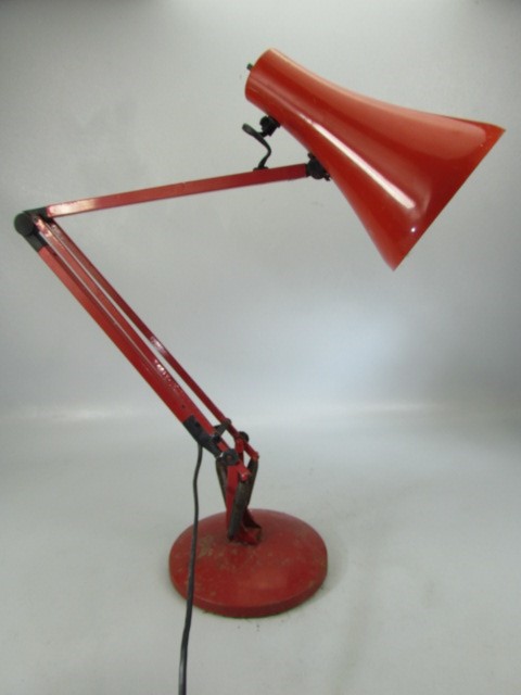 Red vintage angle poise lamp - Image 6 of 7
