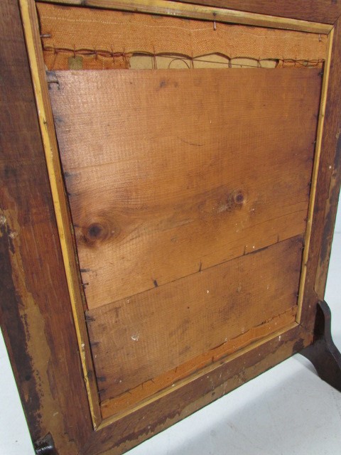 Oak framed fire screen with tapestry work front - Image 4 of 4