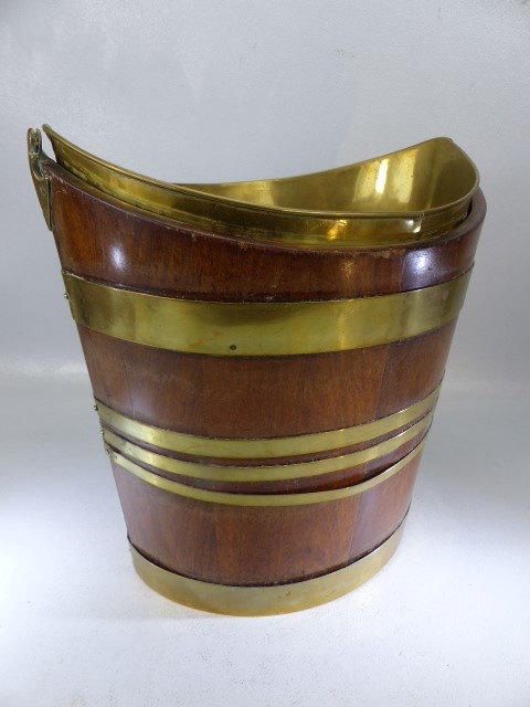 Georgian mahogany brass bound and insert wine bucket