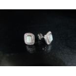 Silver pair of opal panelled earrings