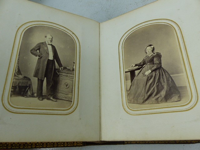 Antique photograph album and one other, both fitted with leather and brass - Image 5 of 8