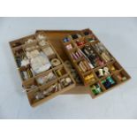 Mahogany french sewing box with contents