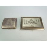 Hallmarked silver cigarette case and one other