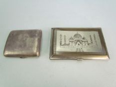 Hallmarked silver cigarette case and one other