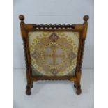 Antique stitch work firescreen with Barley Twist frame