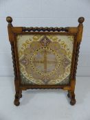 Antique stitch work firescreen with Barley Twist frame