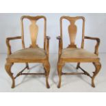 Queen Anne style pair on chairs on cabriole feet