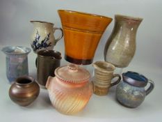 Selection of studio pottery by various potters.