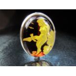 Glass Cameo style oval brooch marked 925.