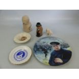 Winston Churchill related pottery to include Ashtray, toby jug, plate and bust.