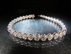 Silver and CZ panelled line bracelet