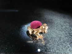 Brass pin cushion in the form of a toad