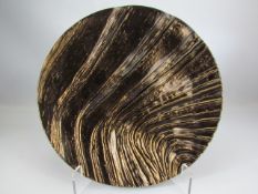 Large Art Glass Charger with iridescent design in the form of bark