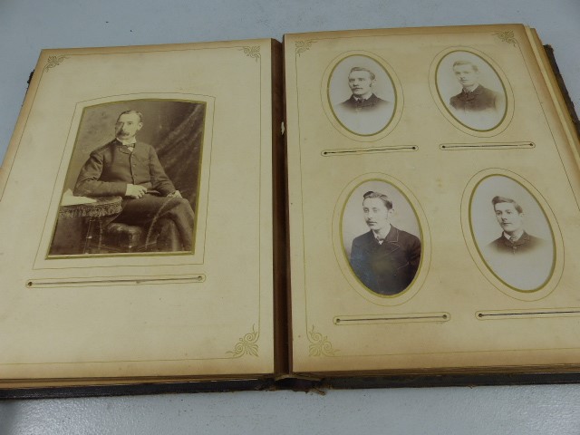 Antique photograph album and one other, both fitted with leather and brass - Image 2 of 8