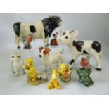 Selection of marked pottery animals to include Beswick birds, Sylvac and the Walt Disney