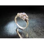 9ct Gold Tanzanite cluster ring in white gold. Approx size R