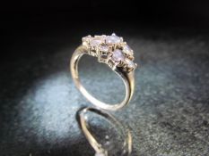 9ct Gold Tanzanite cluster ring in white gold. Approx size R