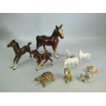 Selection of Beswick horses and Wade figures