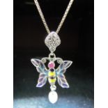 Silver Pliq-a-jour bug pendant necklace