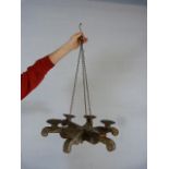 Gothic style metal hanging candelabra for six candles