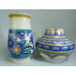 Poole Pottery vase decorated by Hilda Hampton in the PB 'Bluebird' Pattern. Impressed Poole