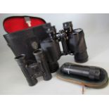 Japanese pair of binoculars and a monoscope along with a pair of tronic binoculars