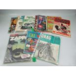 Selection of mid century comics to include the 'Talking Turkey', '2000 AD Judge Dread', 'Bad Static'
