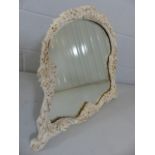 Free-standing ornate floral carved wood mirror