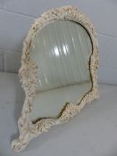 Free-standing ornate floral carved wood mirror