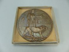 WWI Death Plaque for Harold George Wall 1914 - 1918