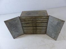 Metal industrial-style cupboard with ten drawers