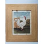 Print of a cockerel in wooden frame