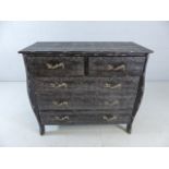 Contemporary patterned bombe-shaped chest of five drawers