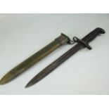US WWII bayonet with metal scabbard (marked US). Blade stamped 1943