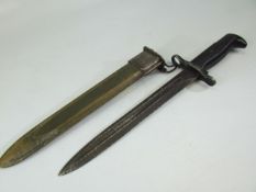 US WWII bayonet with metal scabbard (marked US). Blade stamped 1943