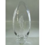 Vicke Lindstrand - Kosta Glass half vase. Etched with scene of Madonna holding child. Etched to base