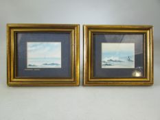 Pair of miniature seascapes with gilt frames and signed C K from the Newton Gallery