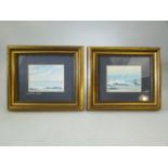 Pair of miniature seascapes with gilt frames and signed C K from the Newton Gallery