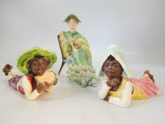 Royal Doulton figure of 'Ascot' along with two other pottery children, unmarked