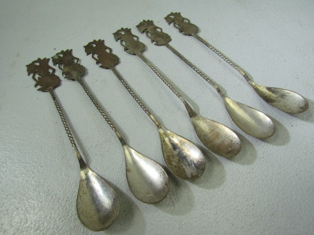 Set of six hallmarked silver 800 thai spoons