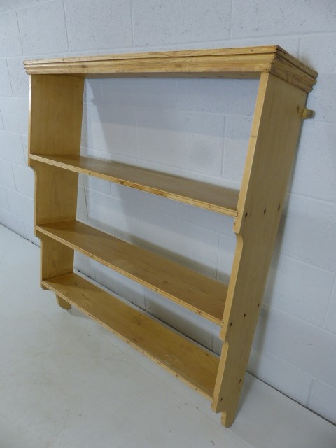 Antique pine wall-hanging shelving unit - Image 2 of 3