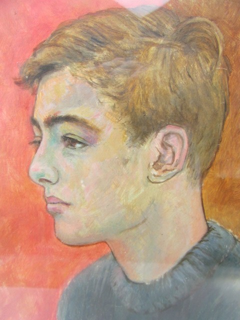 Peter Samuelson (Born 1912): Oil on card painted 1956 entitled "The Artist Son - Jean Paul" signed - Image 3 of 10