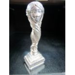 Silver plated art nouveau style figure of a lady in the form of a seal