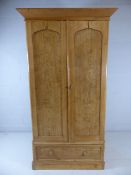 Antique pine double wardrobe with large drawer at base