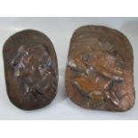 Pair of bronze plaques, the smaller marked Bruckner 1/300