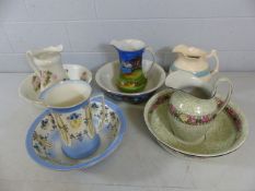 Collection of four period wash jugs and bowls and one further vintage jug.