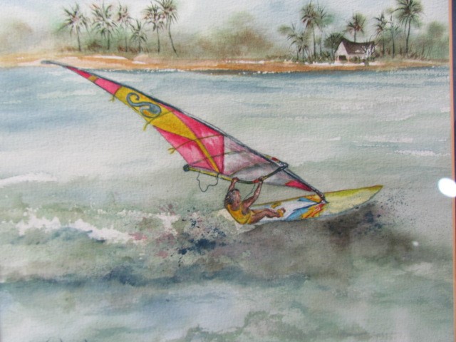 Three framed pictures of Wind surfing scenes all signed by B K Touchard - Image 9 of 10