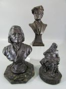 Two busts and one figurine to include Wagner and Falstaff
