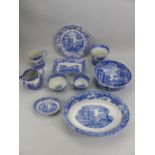 A selection of Spode blue and white ceramics in the Italian design