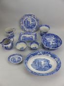 A selection of Spode blue and white ceramics in the Italian design